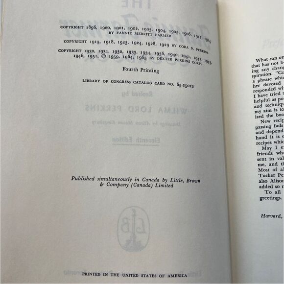 The Fannie Farmer Cookbook by Fannie Merritt Farmer Eleventh Edition Hardcover - Picture 9 of 12